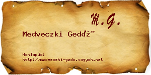 Medveczki Gedő névjegykártya